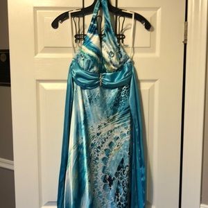 Long dress. Turquoise. Peacock. Size 3/4